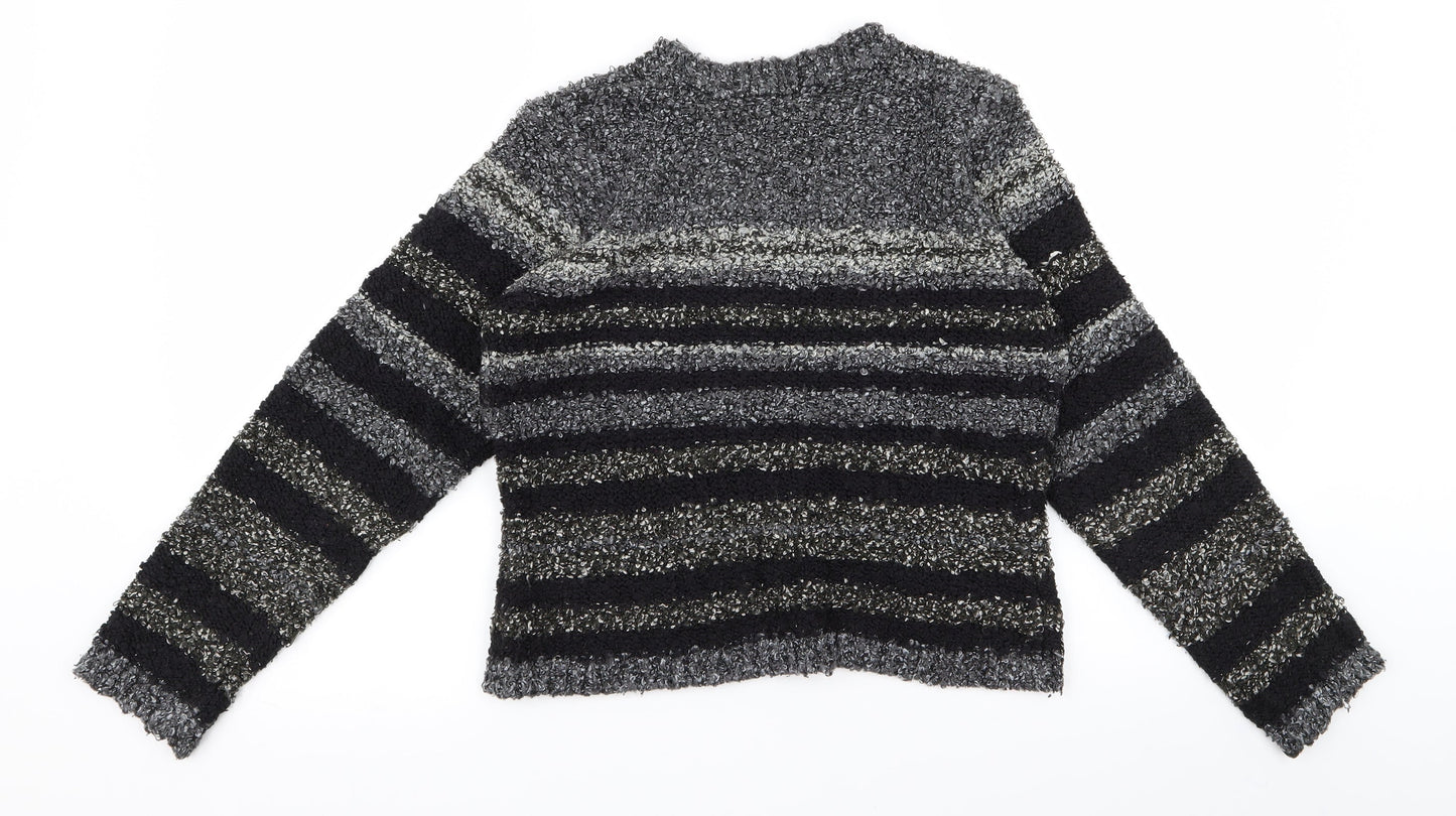 mixin Womens Grey Striped  Pullover Jumper Size M