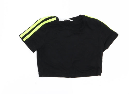 she in Girls Black   Cropped T-Shirt Size 7 Years