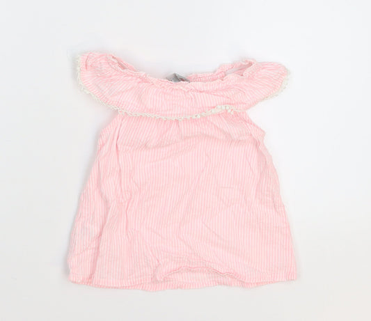 Primark Girls Pink Striped  Basic T-Shirt Size 9-12 Months
