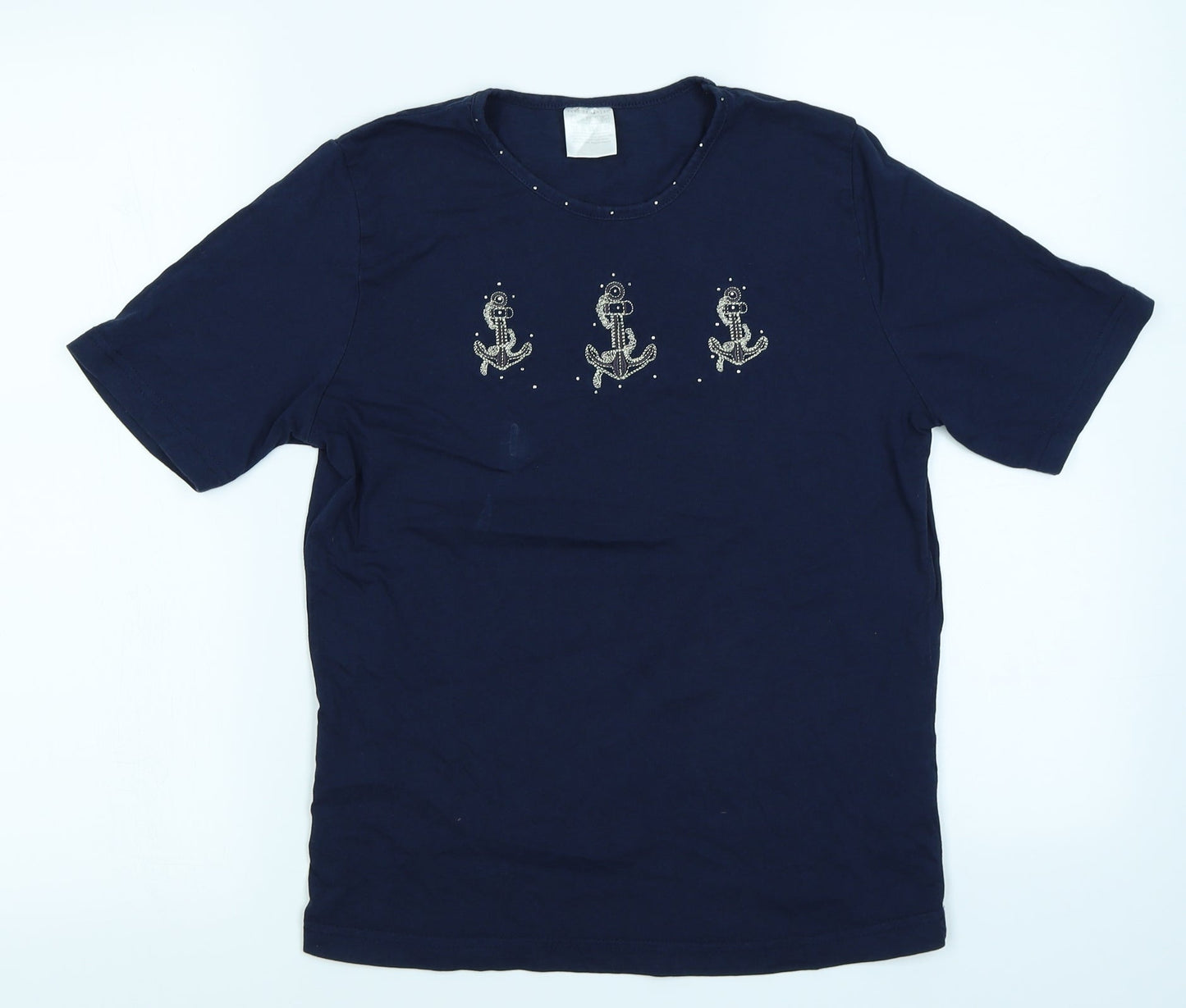 Anne De Lancay Womens Blue   Basic T-Shirt Size 10