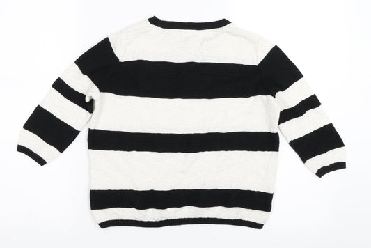 River Island Womens Black Striped  Pullover Jumper Size 6