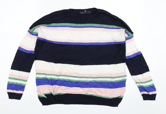 Marks and Spencer Womens Blue Striped  Pullover Jumper Size M
