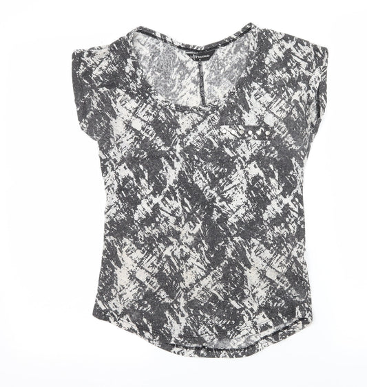 Internacionale Womens Grey Geometric Jersey Basic T-Shirt Size 8