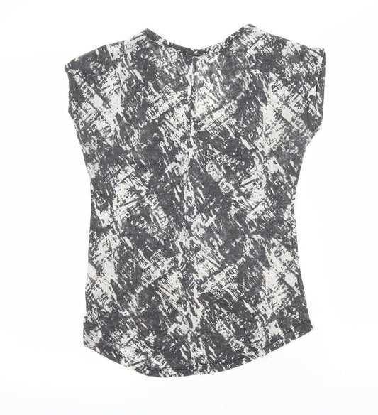 Internacionale Womens Grey Geometric Jersey Basic T-Shirt Size 8