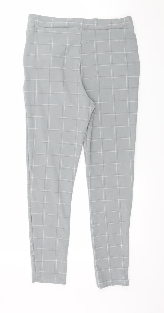 PRETTYLITTLETHING Womens Grey Check  Trousers  Size 10 L26 in
