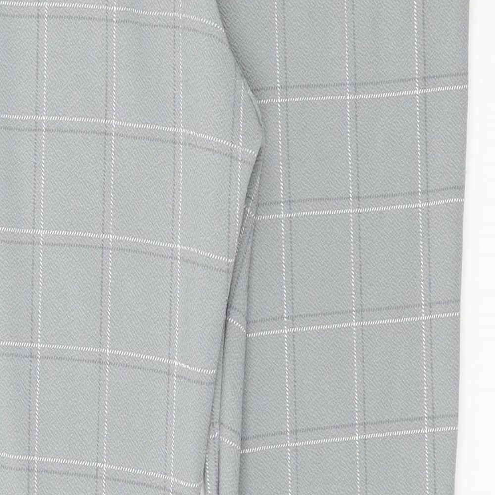 PRETTYLITTLETHING Womens Grey Check  Trousers  Size 10 L26 in