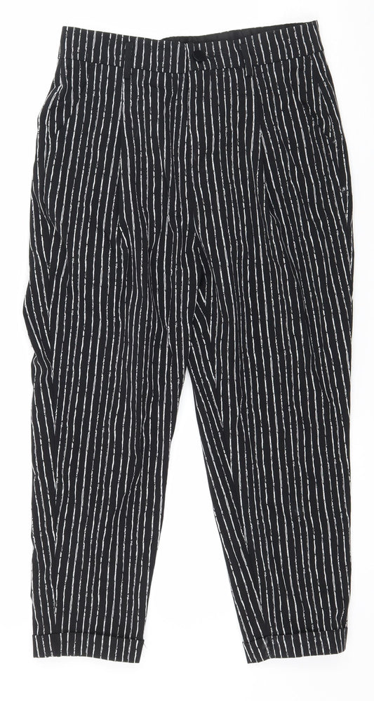 Preworn Womens Black Striped  Trousers  Size 27 in L24 in