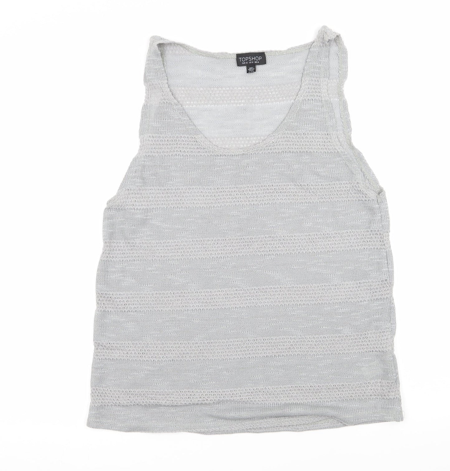 Topshop Womens Green  Knit Basic Tank Size 14
