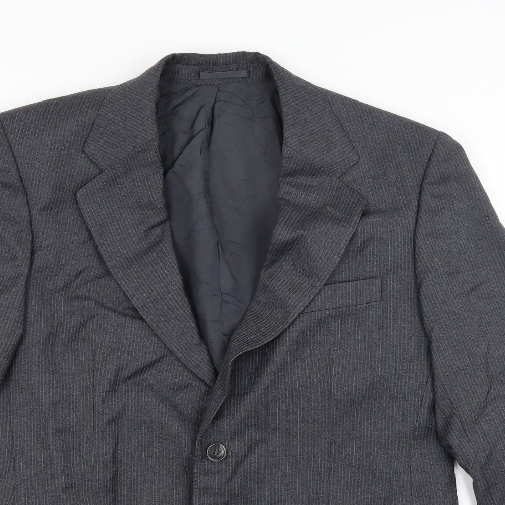 J A Moore Mens Grey Striped  Jacket Blazer Size 38