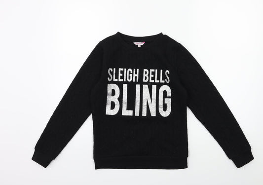 MISS EVIE Girls Black   Pullover Sweatshirt Size 11-12 Years  - CHRISTMAS