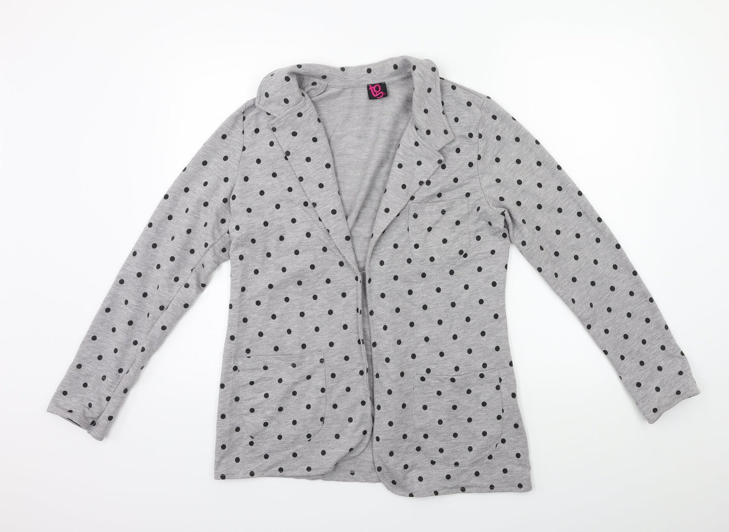 TG Womens Grey Polka Dot  Jacket Blazer Size 14