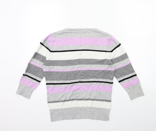 GREY Womens Green Striped Knit Tunic Jumper Size 14