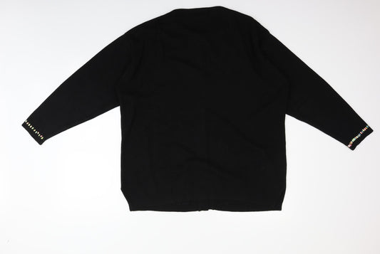 Missley Womens Black Striped  Cardigan Jumper One Size
