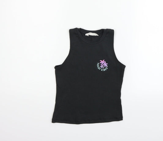 H&M Girls Black   Basic T-Shirt Size 9-10 Years