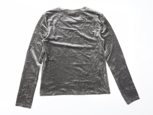 Gap Womens Silver  Velour Basic Blouse Size XS