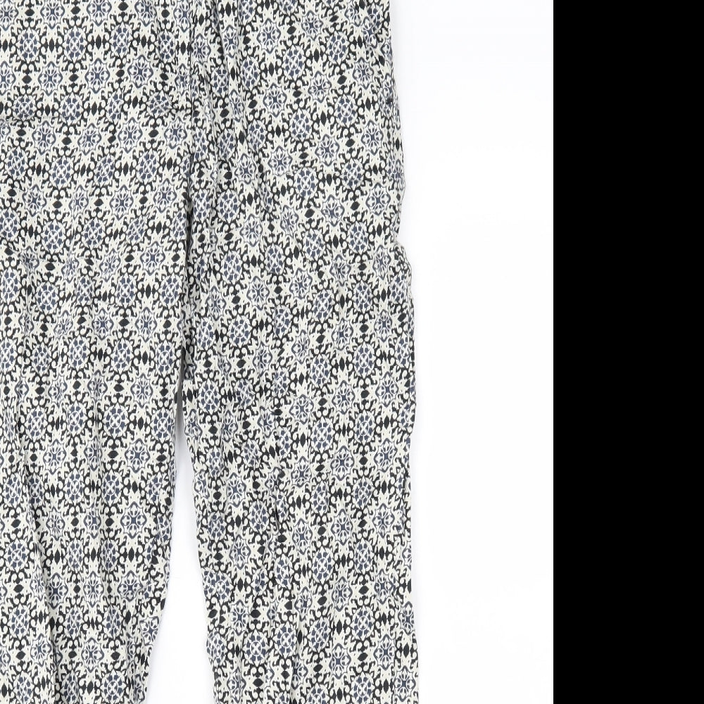 H&M Womens Black Geometric  Cropped Trousers Size 30 in L24 in