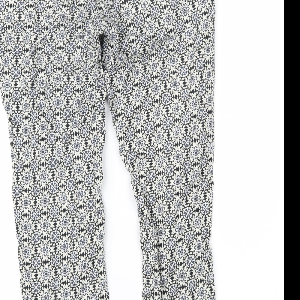 H&M Womens Black Geometric  Cropped Trousers Size 30 in L24 in