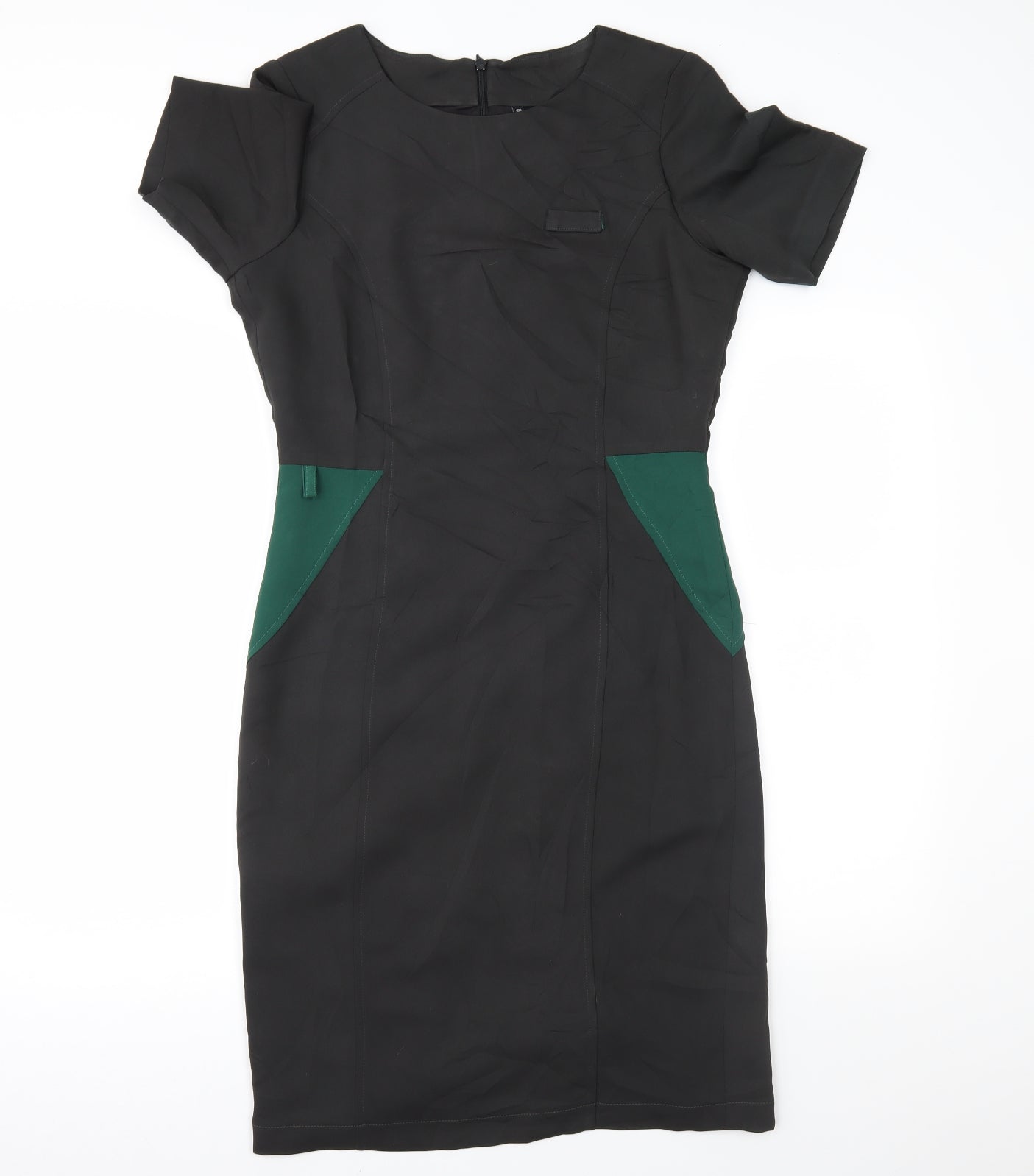Preworn Womens Black Colourblock  Pencil Dress  Size 10