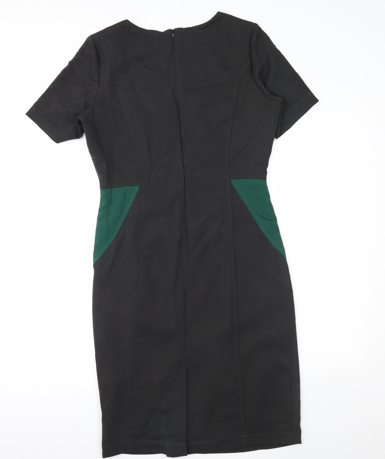 Preworn Womens Black Colourblock  Pencil Dress  Size 10