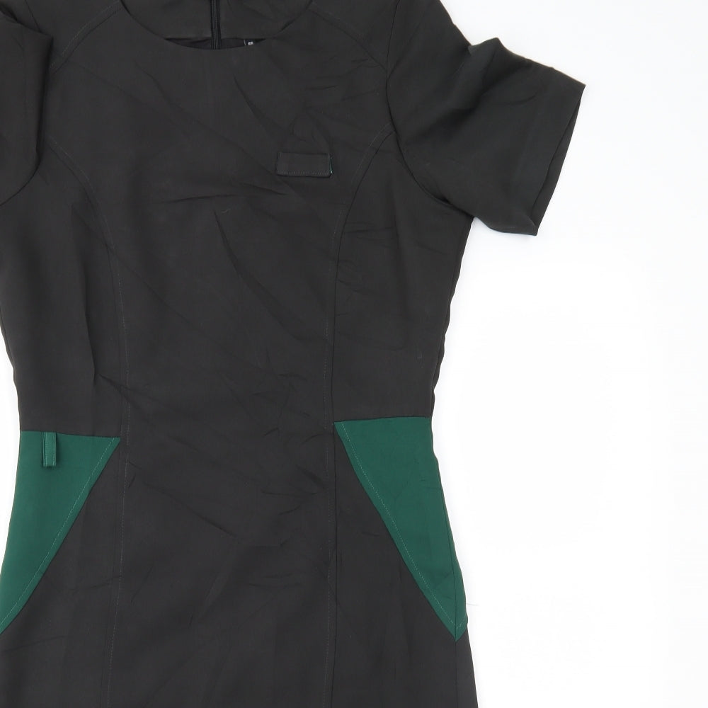 Preworn Womens Black Colourblock  Pencil Dress  Size 10