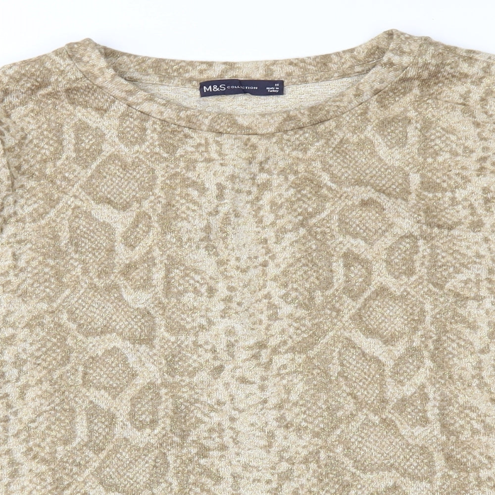 Marks and Spencer Womens Brown Animal Print  Basic Blouse Size 16