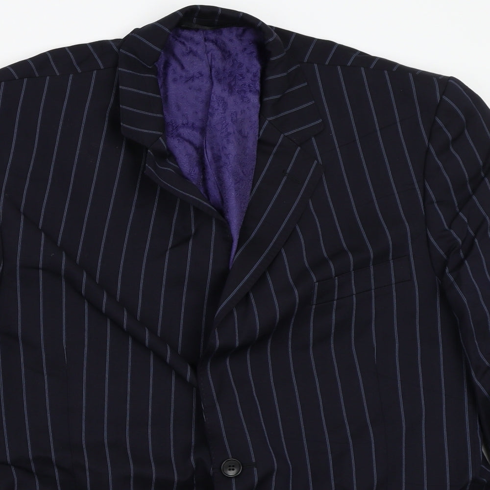 Blazer Womens Blue Striped  Jacket Blazer Size 44