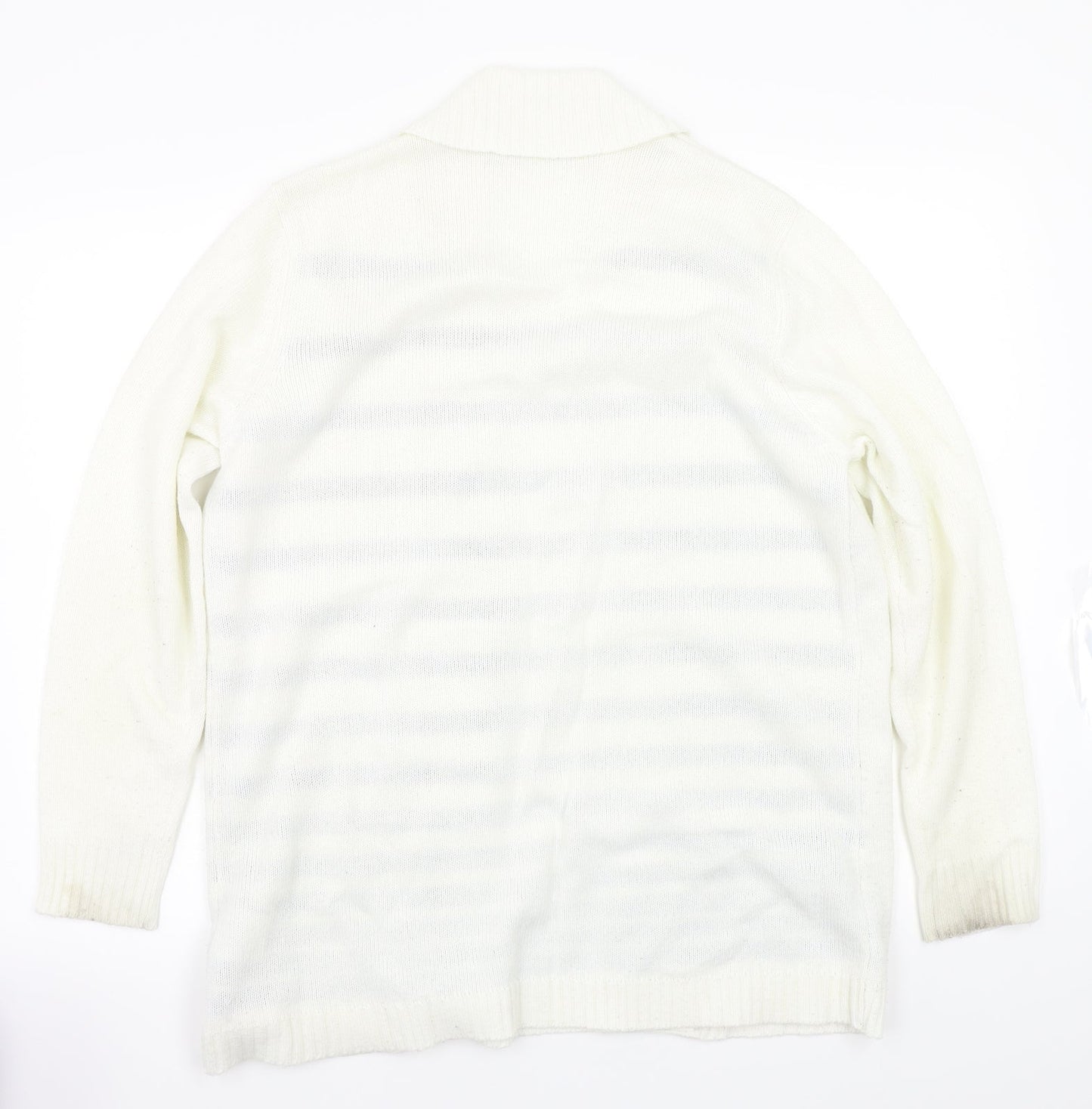 EWM Womens White Striped  Pullover Jumper Size L