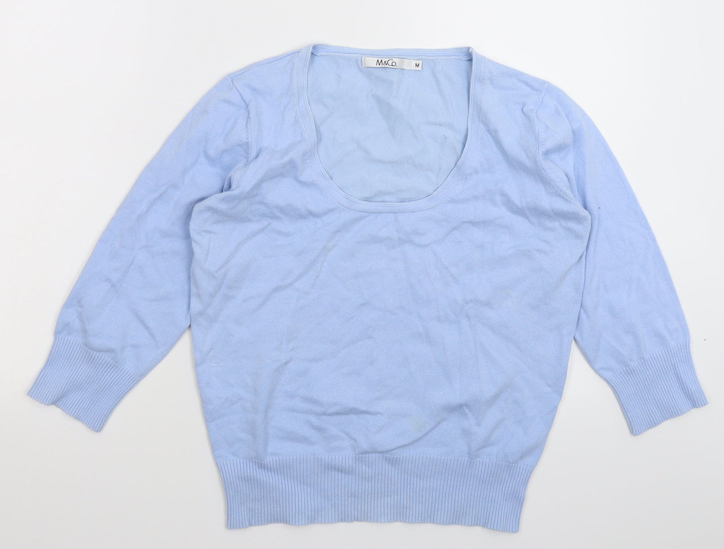 M&Co Womens Blue  Knit Pullover Jumper Size M