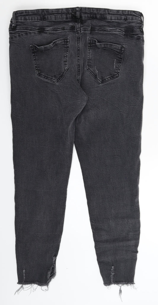 Denim & Co. Womens Grey  Denim Skinny Jeans Size 14 L24 in