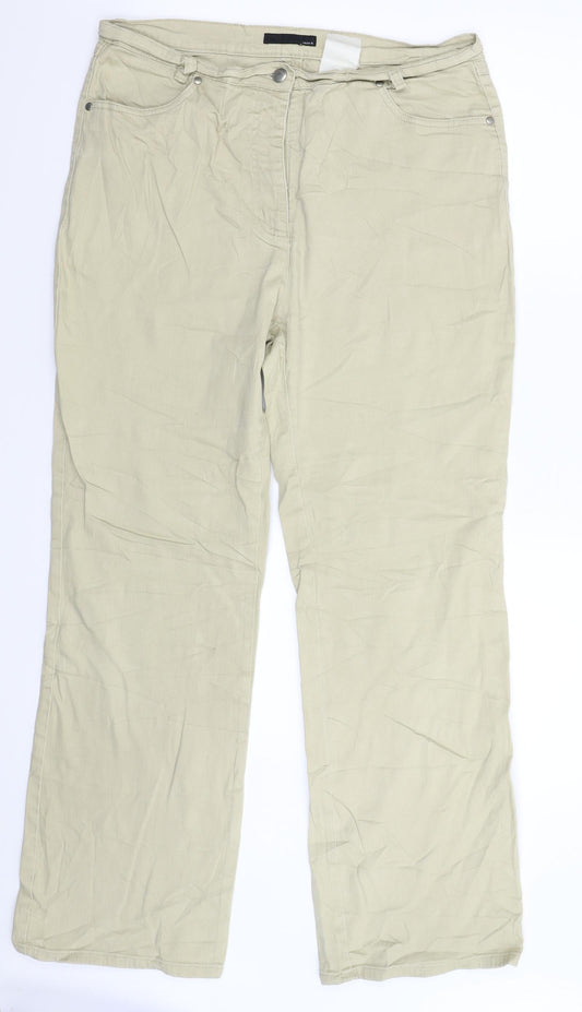 Laura M Womens Beige  Denim Straight Jeans Size 32 in L31 in