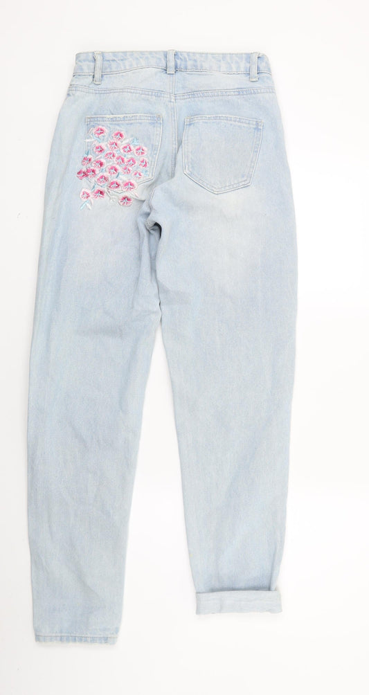 rimark Womens Blue Floral Denim Skinny Jeans Size 6 L27 in