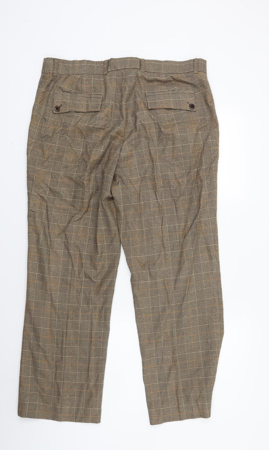 K.S Collection Womens Brown Check  Trousers  Size 14 L25 in