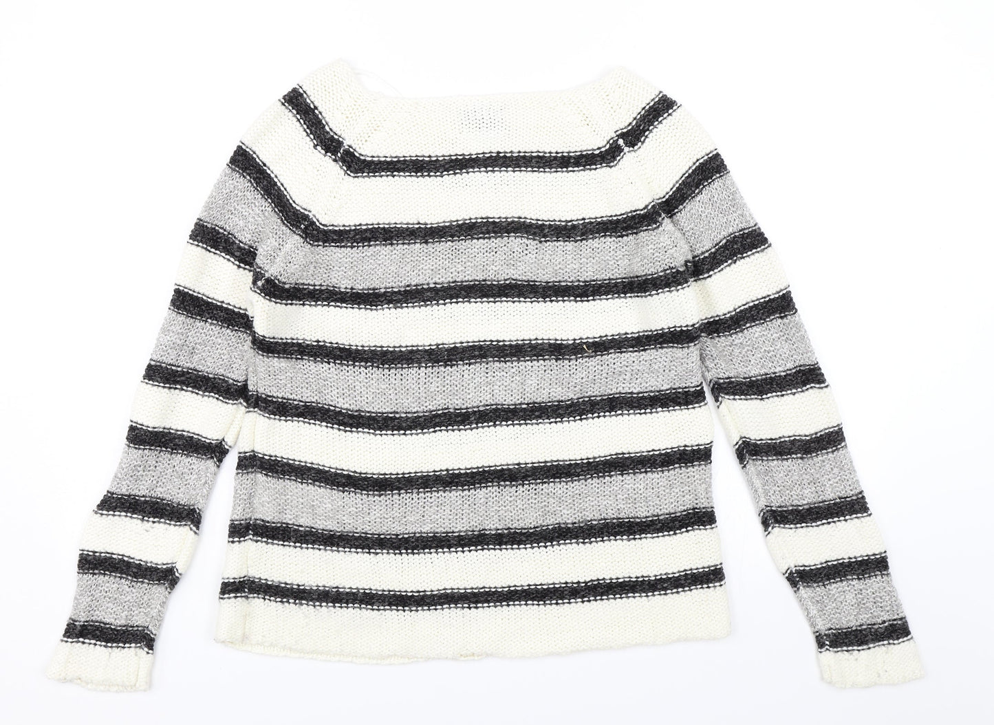 Vera Moda Womens White Striped  Pullover Jumper Size M