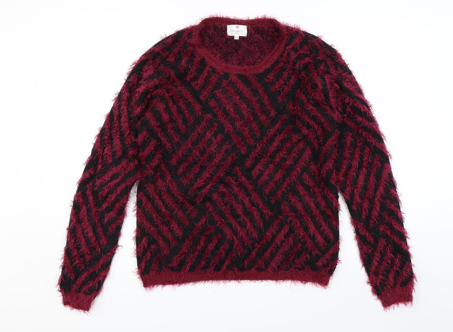 Inspired Collection Womens Red Geometric  Pullover Jumper Size M