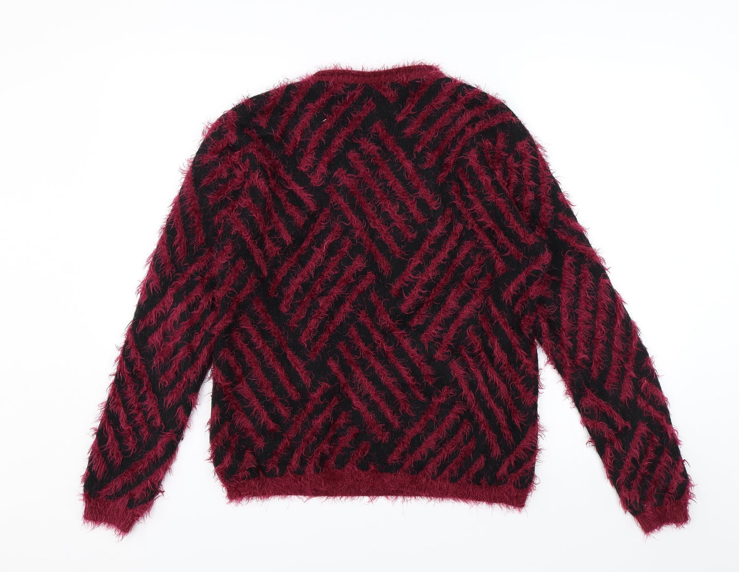 Inspired Collection Womens Red Geometric  Pullover Jumper Size M