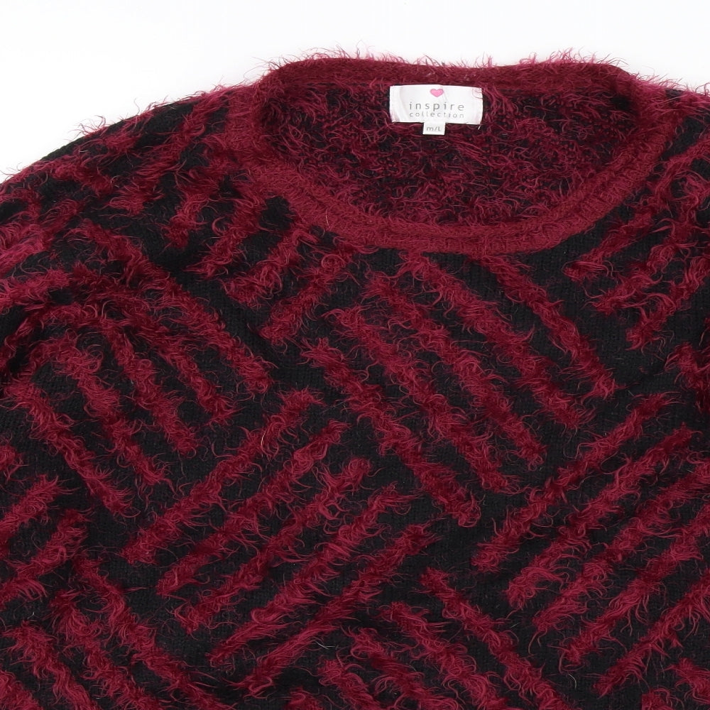 Inspired Collection Womens Red Geometric  Pullover Jumper Size M