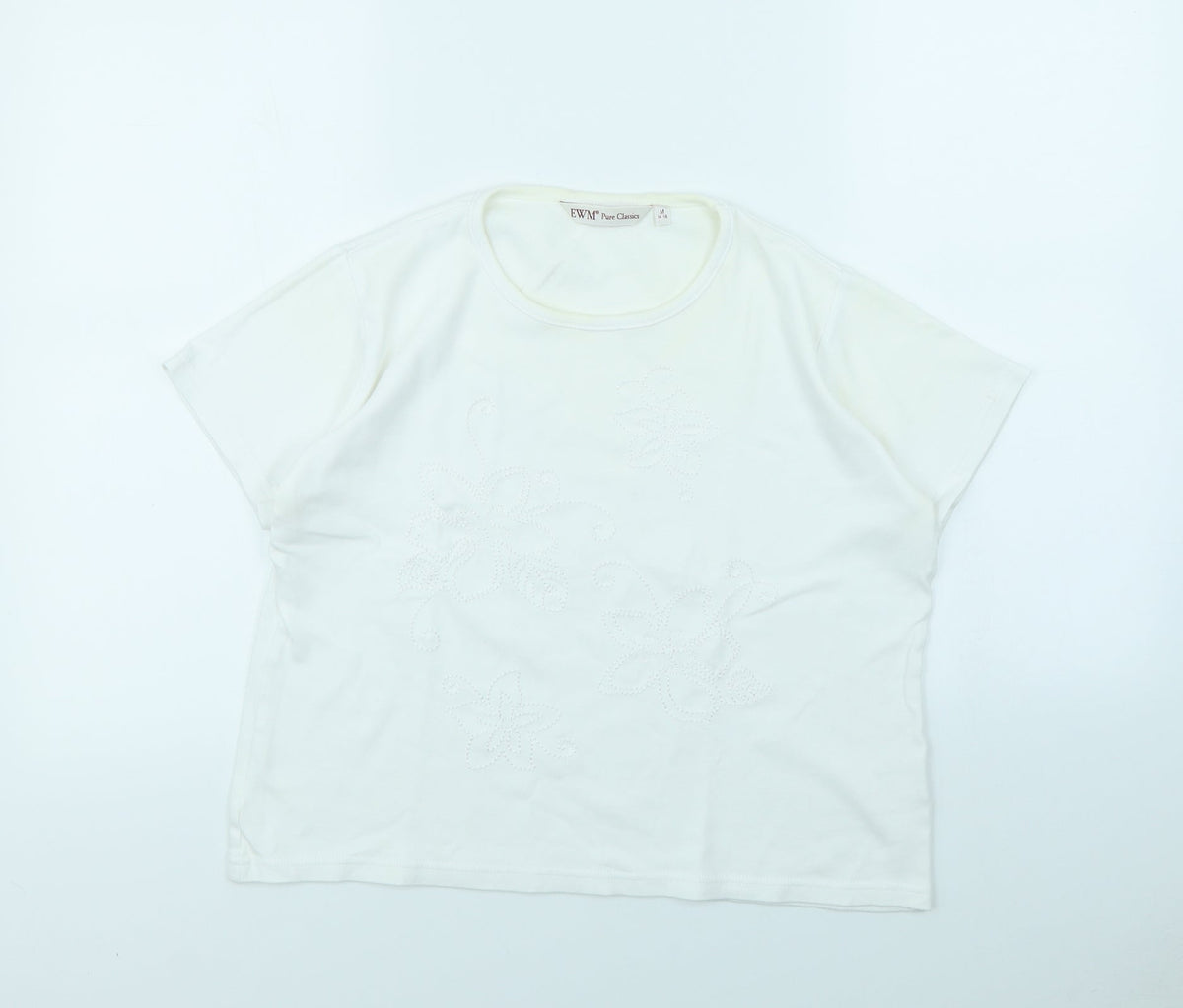 EWM Womens White   Cropped T-Shirt Size M