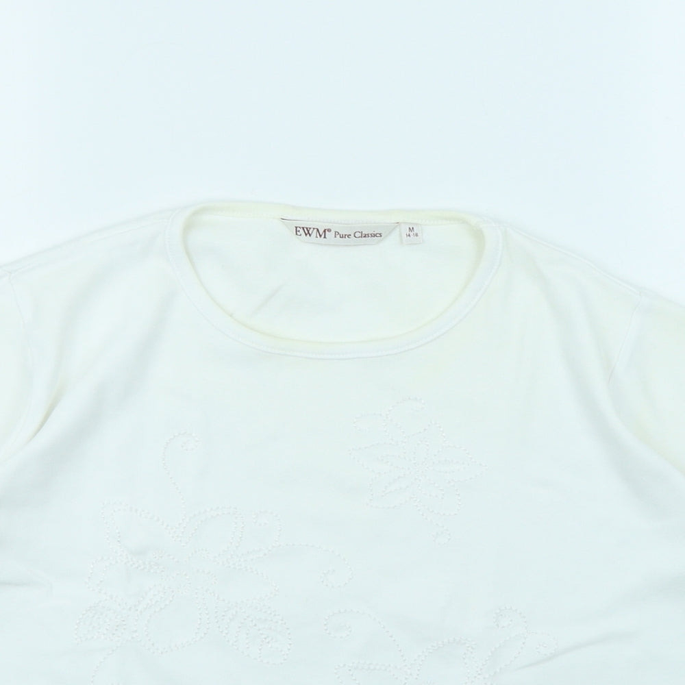 EWM Womens White   Cropped T-Shirt Size M