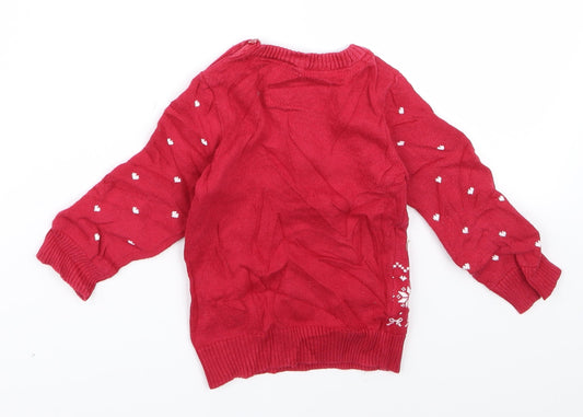 Preworn Baby Red   Pullover Jumper Size 9-12 Months  - CHRISMTAS