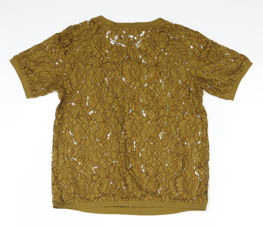 Promod Womens Yellow   Basic T-Shirt Size 8