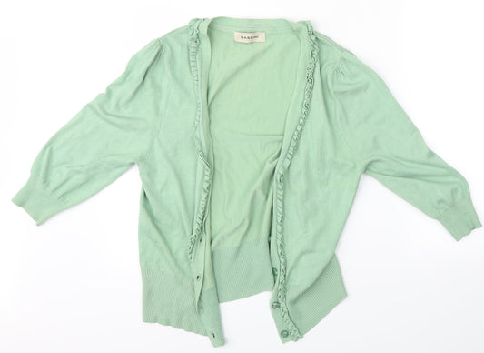 BASSINI Womens Green  Knit Basic Button-Up Size 12