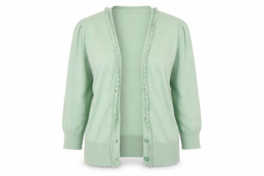 Bassini Womens Green  Knit Basic Button-Up Size 12
