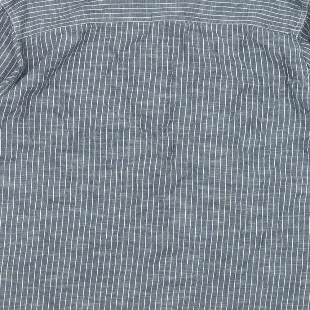 Peacocks Mens Grey Striped   Button-Up Size M