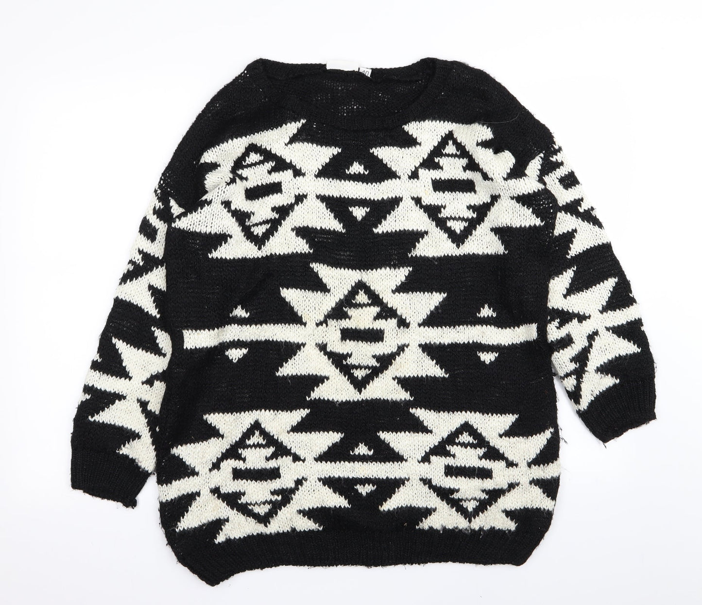 New Look Womens Black Argyle/Diamond  Pullover Jumper Size 12