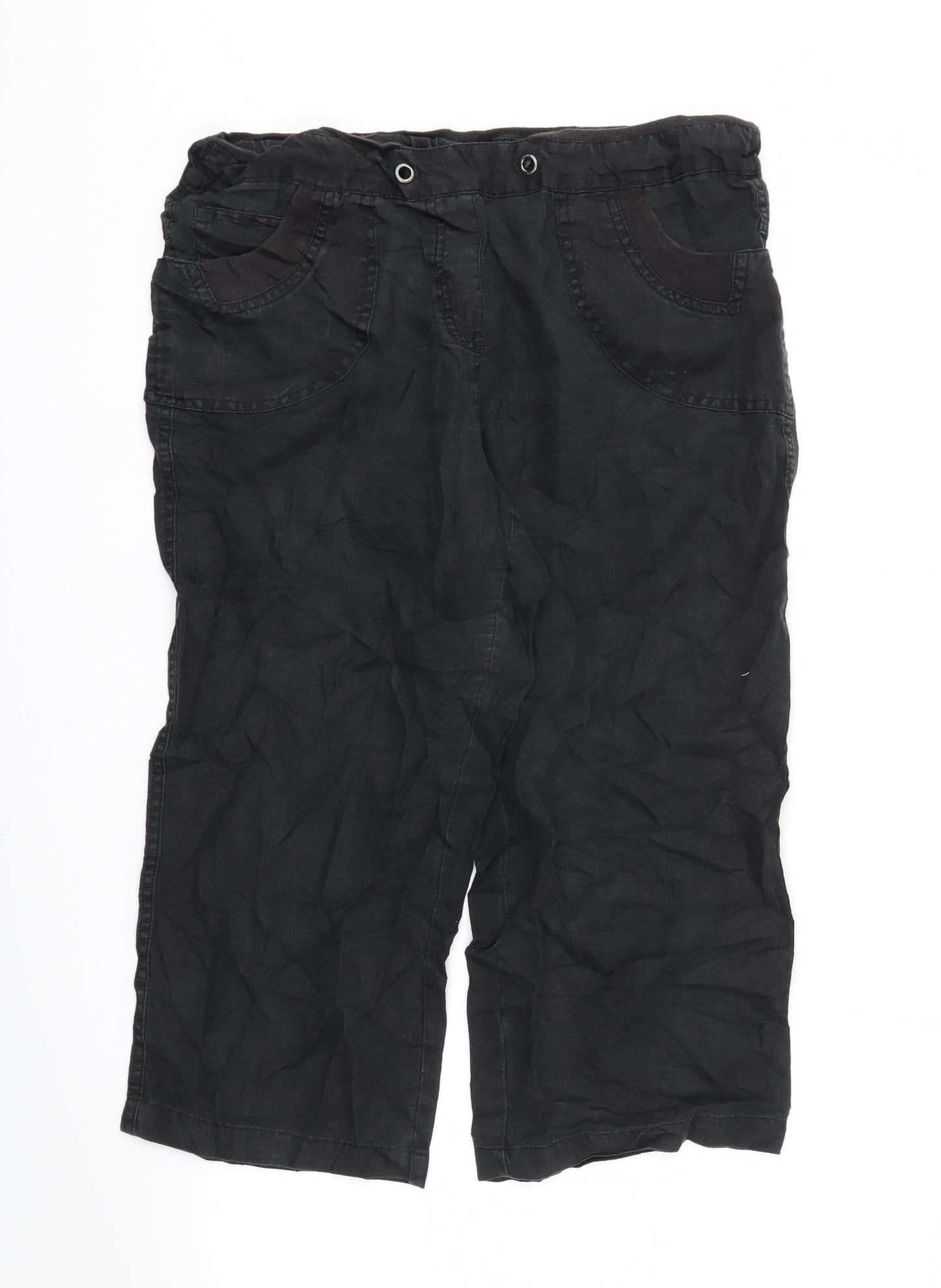 M&S Womens Black Houndstooth  Trousers  Size 14 L20 in