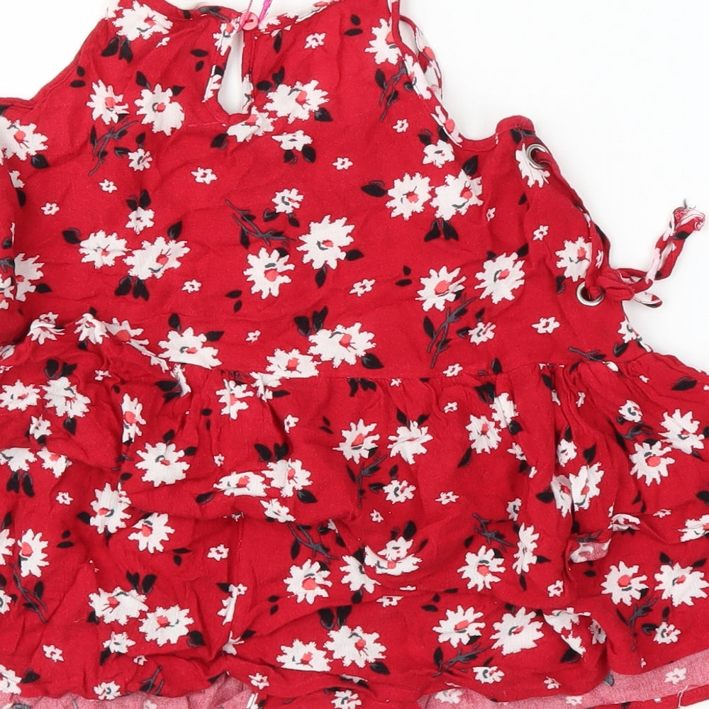 Matalan Girls Red Floral  Basic Blouse Size 11 Years