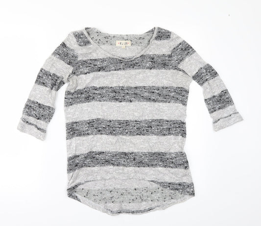 New Look Womens Grey Striped  Pullover Jumper Size 8