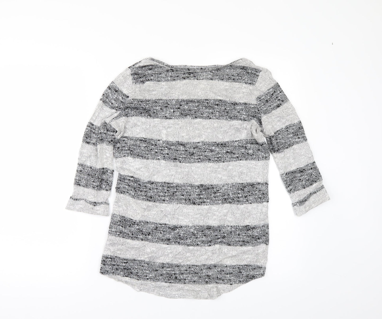 New Look Womens Grey Striped  Pullover Jumper Size 8