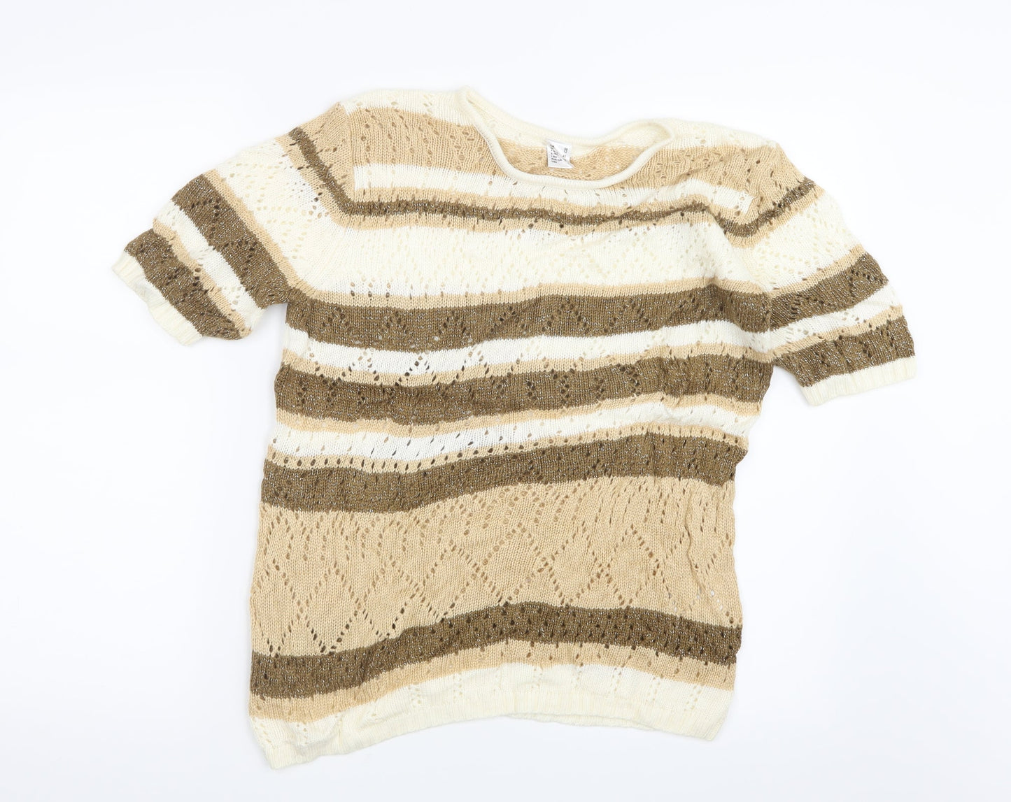 Preworn Womens Brown Striped Knit Pullover Jumper Size 12