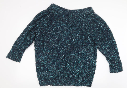 Bm Collection Womens Blue  Knit Cardigan Jumper Size XL